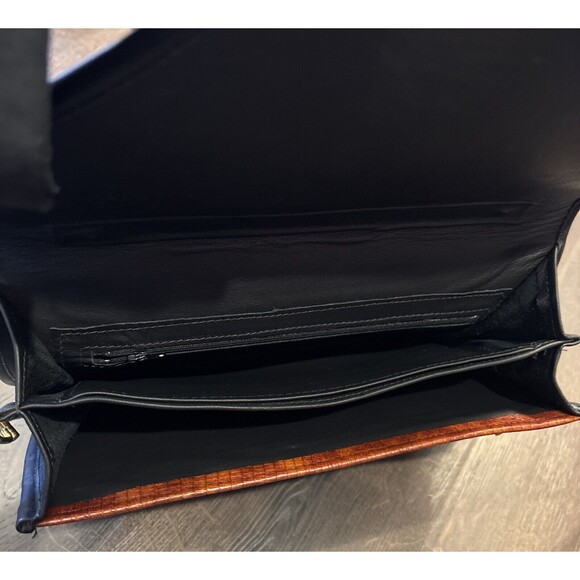 Roche Handmade Black & Brown Lizard Leather Convertible Handbag Briefcase - Picture 5 of 12